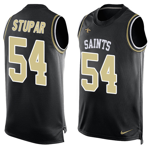 Men's Limited Nate Stupar Nike Jersey Black - #54 Player Name & Number Tank Top NFL New Orleans Saints